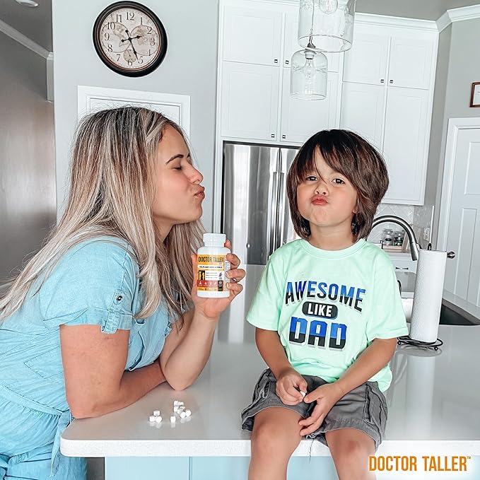 Doctor Taller Kids - Support Height Growth with Multivitamins, Multiminerals, Calcium - Height Growth Formula for Kids Ages 2 to 9 - Grape Flavor - Helps Kids Grow Taller - 6 Pack | 9 Months Supply