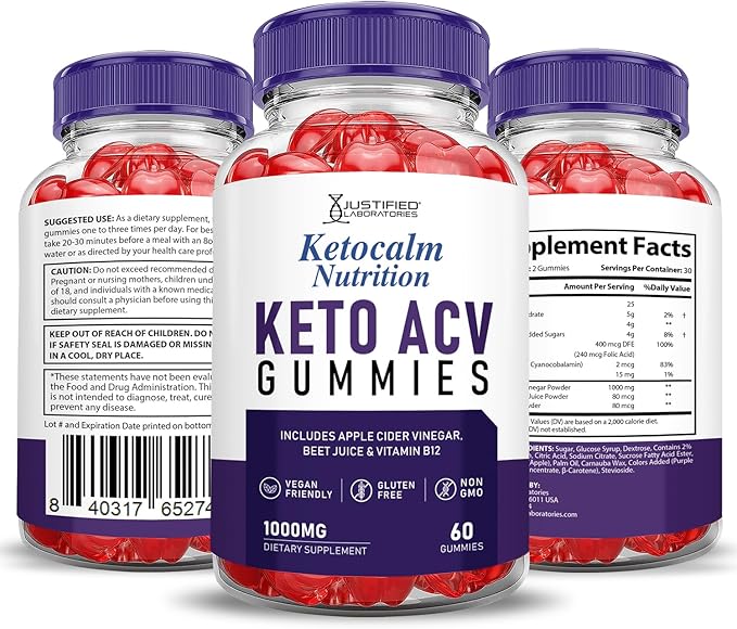 (3 Pack) Ketocalm Nutrition Keto ACV Gummies Advanced Formula 1000MG Keto Calm Nutrition Keto Gummies Apple Cider Vinegar Formulated with Pomegranate Beet Juice Powder B12 Vegan Non GMO 180 Gummys