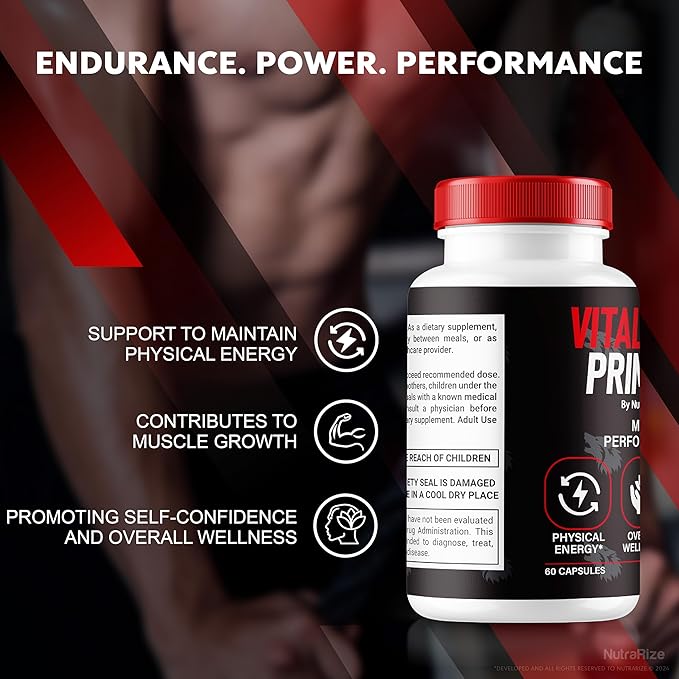 Vital Prime for Men, Official Vital Prime Capsule, Supports Confidence and Performance, All Natural Male Formula for Overall Health and Well-Being, VitalPrime Complex (60 Capsules)