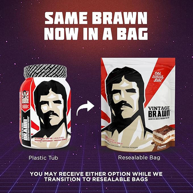 Vintage Brawn β Muscle-Building Protein Powder Isolate for Men & Women β Post-Workout & Anytime Recovery Drink β Premium Protein Isolate Sources: Egg, Milk, Beef β Tiramisu Flavor - 2.1 Lbs.