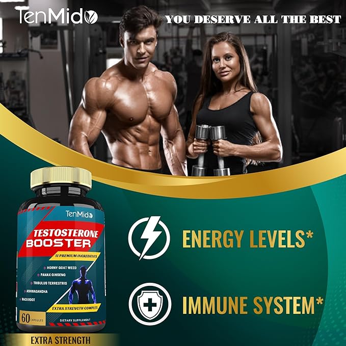 Testosterone Booster for Men- Natural Stamina, Endurance & Strength Supplement - Muscle Building Growth, Increasing Performance, Boosts Energy