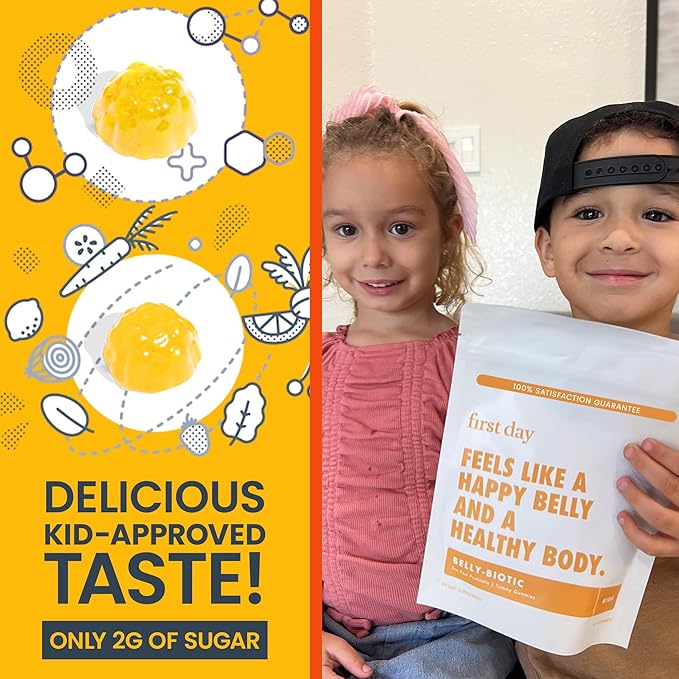 FIRST DAY Kids Tribiotic Gummies – Pre+, Post+, Probiotics & More to Support Growth – 60 Day Supply