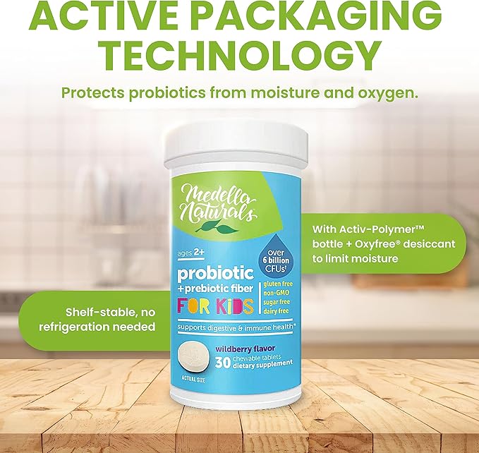 Probiotics for Kids + Prebiotics to Support Digestive Health - 6 Billion+ CFUs of Kids Prebiotic and Probiotic to Help Support Immunity & Digestion - Made in the USA, 30 Kids Probiotic Chewables