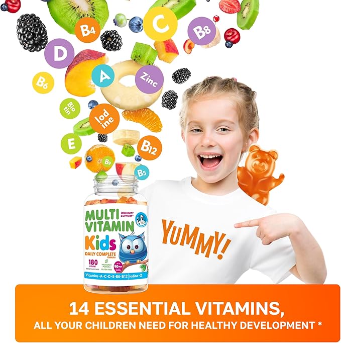 DR. MORITZ Kids Multivitamin Gummies - Kids Vitamins Multivitamin with 12 Essential Nutrients - Vegetarian Multivitamin Kids Gummies with VIT A, B, C, Zinc & More - Toddler Vitamins, 180 Count