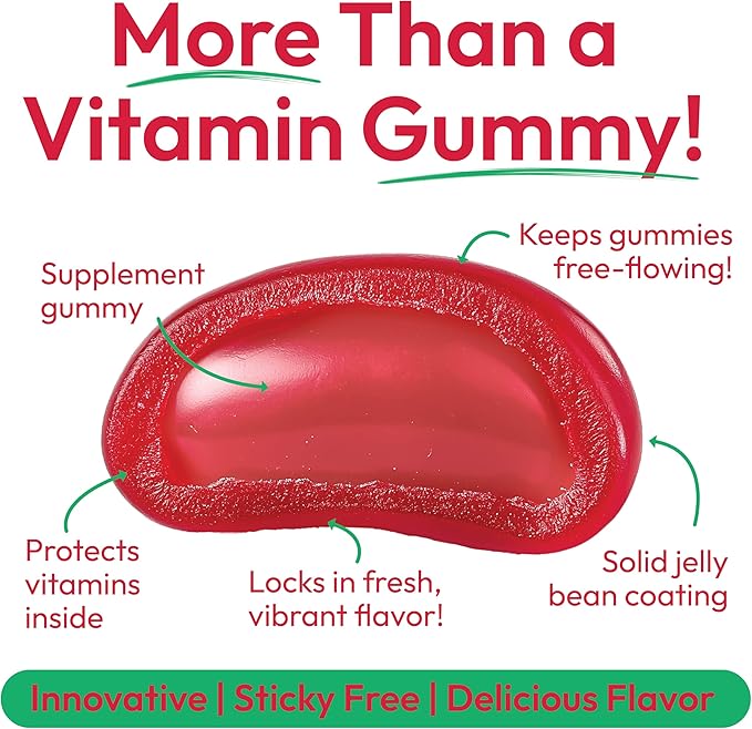 Vitamin D3 Jelly Bean Gummies for Kids, 25mcg/1000 IU Vitamin D, Nutritional Vegetarian Supplements, 120 Strawberry Blast Jelly Beans, Kosher