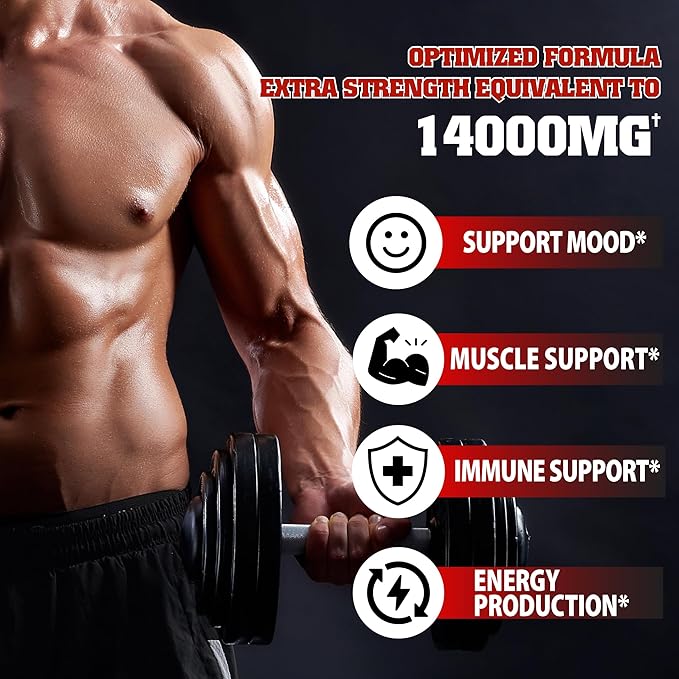 agobi 11in1 Testosterone Supplement for Men from Herbal Extract 14000mg Equivalent - Endurance, Drive, and Body Support 120 Vegan Capsules for 2 Months