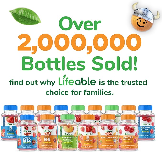 Lifeable Kids Multivitamin Gummies | Great Tasting Multivitamin for Kids | with Vitamins A, C, D, E, B6, B12, Zinc, Biotin, Folic Acid, Iodine, Niacin | for Overall Body Health | 90 Gummies