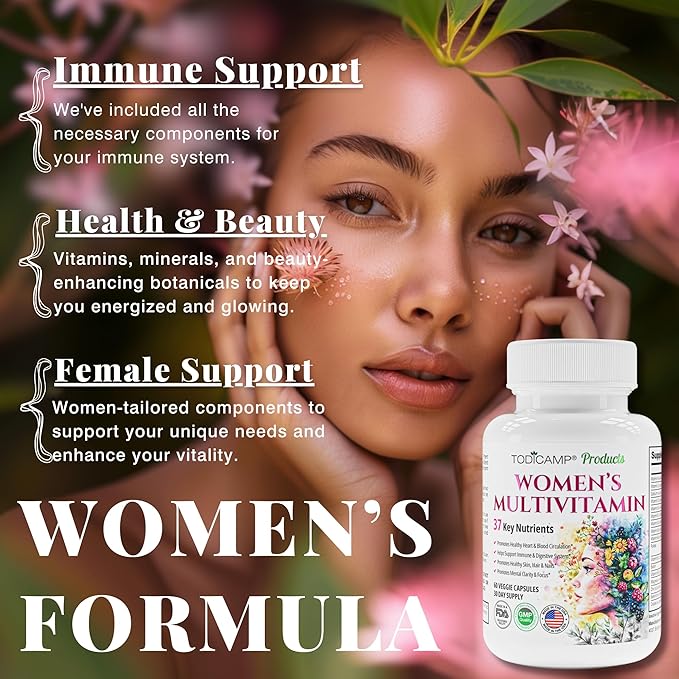 Women's Multivitamin & Mineral Complex with Plant-Based Extracts - Hair Skin and Nails Vitamins - Foundational Multivitamin for Women - 30 Day Supply