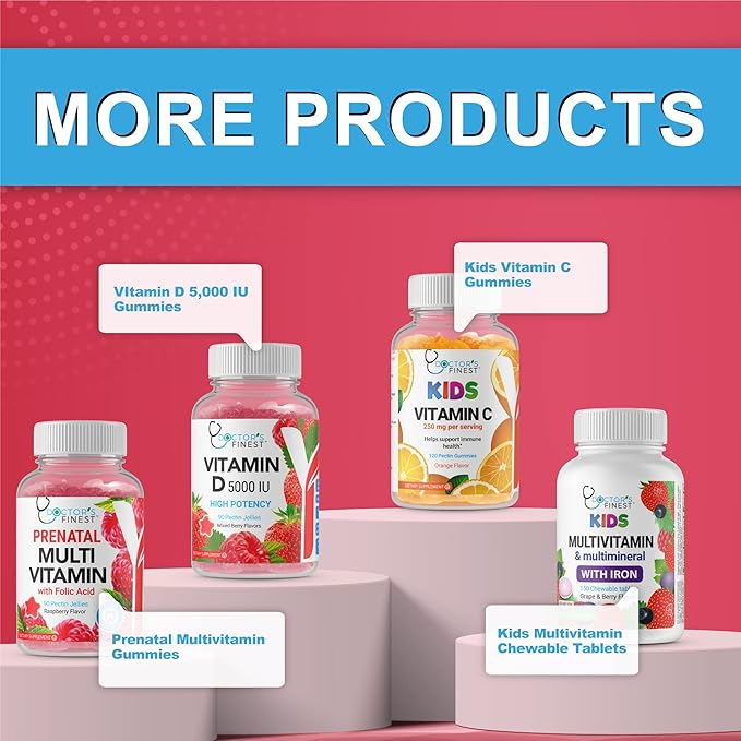 Doctors Finest Multivitamin Gummies for Kids - Vegetarian, GMO-Free & Gluten Free - Great Tasting Fruit Flavors Pectin Chews - 120 Jellies