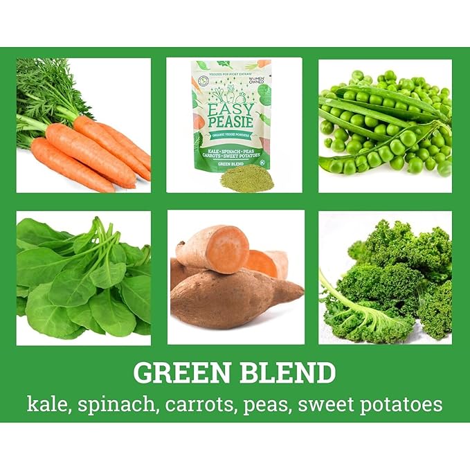 Easy Peasie Organic Veggie Powder Blends for Kids and Picky Eaters | Hidden Vegetable Powder Additive for Meals and Smoothies (3-Pack Pouches: Green, Red, and Original - each 2 oz)