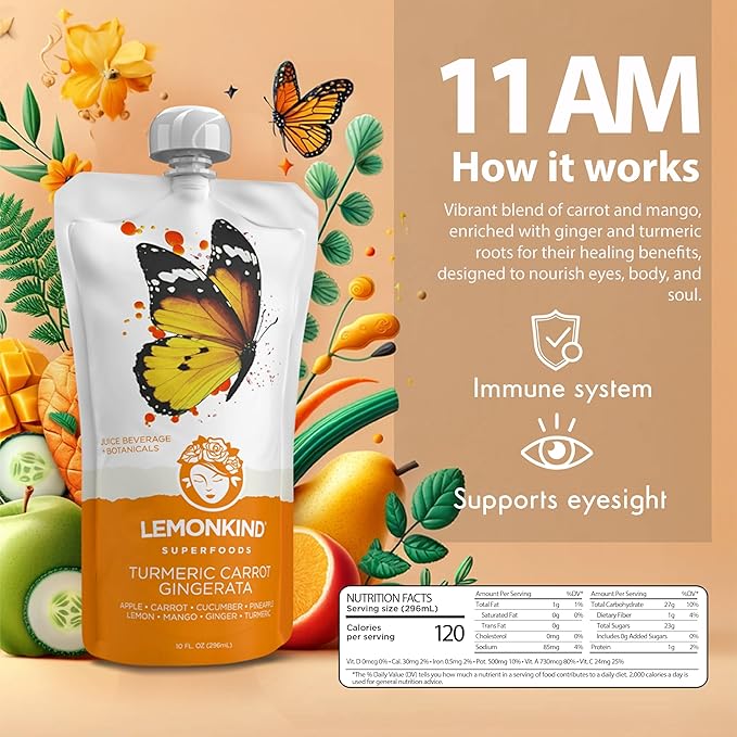 LEMONKIND 1-Day CORE Colon Juice Cleanse: Detox, Gut Health, Boost Energy, Reduce Bloating - Vegan, Gluten-Free, Pressed, Women-Owned, 8 juices