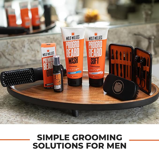 Wild Willies Beard Growth Serum (2-Pack) - Natural Beard Care with Biotin & Caffeine for Healthier, Thicker & Fuller-Looking Mustache - Daily Grooming Routine Nourishes & Hydrates Mens Facial Hair