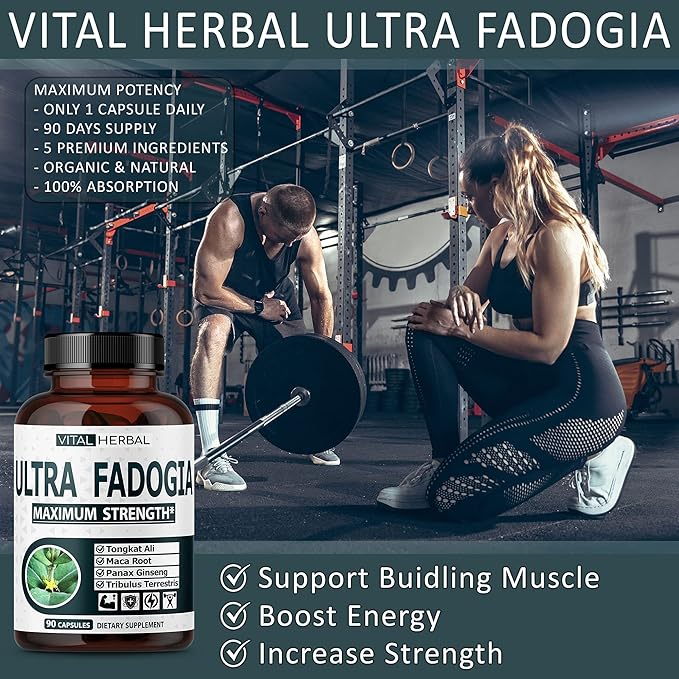 Ultra Fadogia Agrestis 10:1 Extract with Tongkat Ali Capsules - Equivalent to 9570 mg - Maximum Strength with Ginseng Maca Root Tribulus - Boost Energy Muscle Buider (90 Count (Pack of 1))