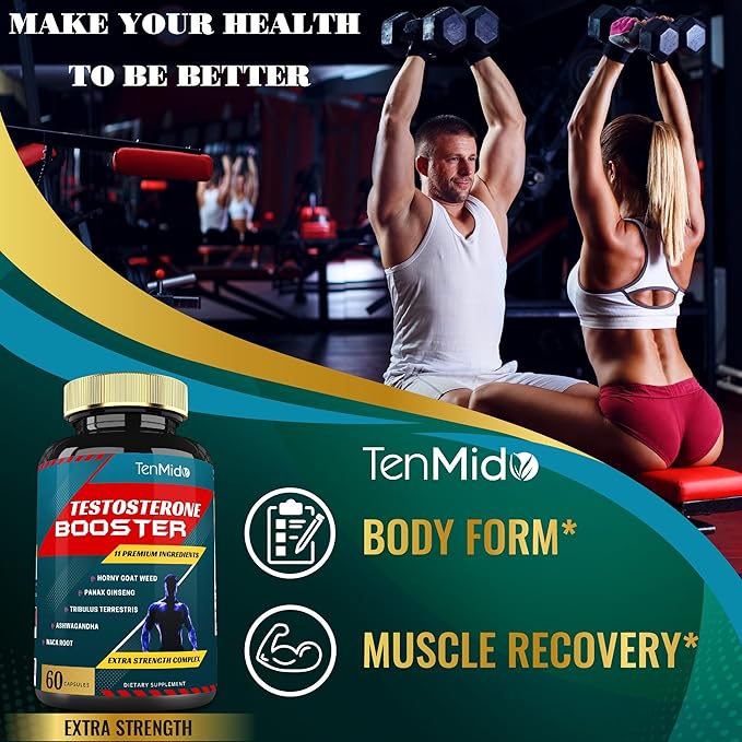 Testosterone Booster for Men- Natural Stamina, Endurance & Strength Supplement - Muscle Building Growth, Increasing Performance, Boosts Energy