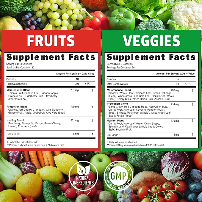 4-Pack N1N Premium Super Fruits & Veggies Supplement, 360 Caps, Whole Food & Natural Superfood for Women, Men & Kids - Packed with Aloe Vera, Vitamins & Minerals, Better Than Multivitamins,100% Vegan