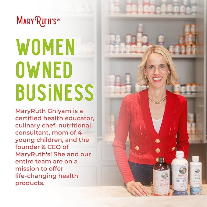MaryRuth Organics Multivitamin for Women Men & Kids | Sugar Free | Vegan | Vitamin A, C, D, E, B12, Zinc | Daily Vitamins for Kids, Men, Women| Energy & Beauty Booster Multimineral | 32 Fl Oz