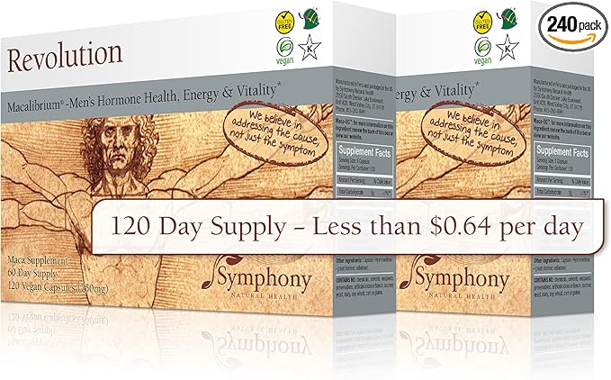 Revolution Macalibrium - Natural Concentrated Gelatinized Maca Supplement to Support Men's Hormone Health, Energy, Strength, Power, and Reproductive Health -240 Vegan Capsules (120 Day Supply)