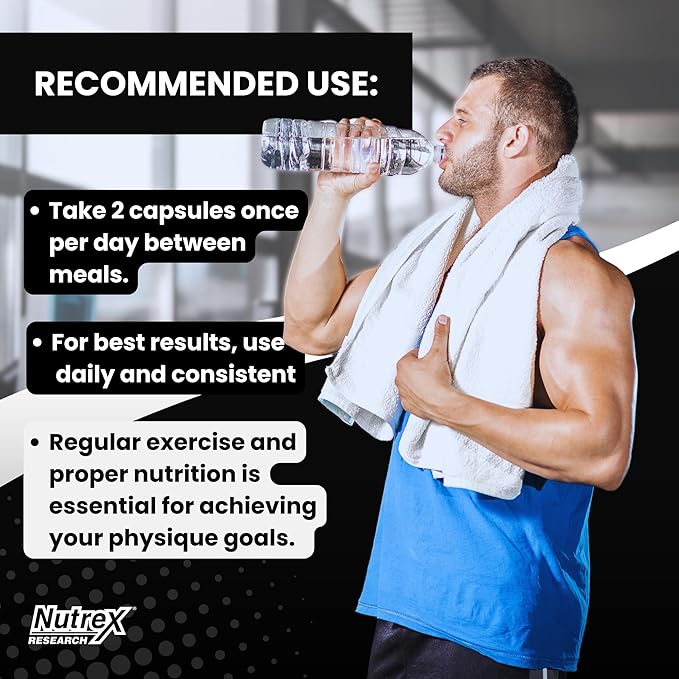 Nutrex Research T-UP Testosterone Booster Supplement for Men - Increase Levels, Boost Strength & Recovery - 60 Capsules