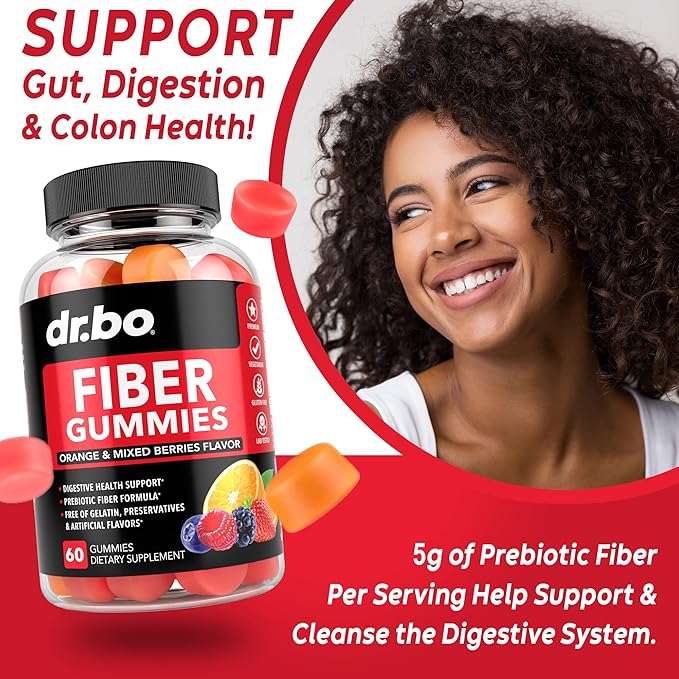Fiber Gummies for Adults & Kids - Tasty Gummy Prebiotic Fiber Supplement for Max Digestive Gut Health Supplements for Women & Men - Daily Cleanse High Chicory Root Inulin Prebiotics - 60 Fiber Gummies
