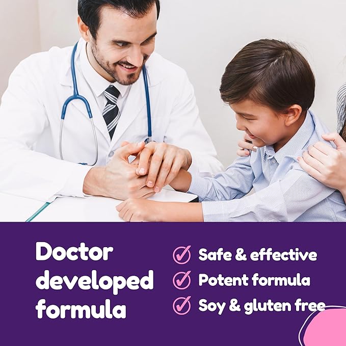 Dr. Klein's Keep Calm Kids Gummies L-Theanine & Chamomile Extract - Supports Focus, Attention, & Alertness of Kids Ages 5+ - Calming Chews Vitamins & Minerals for Kids - Black Currant Sugar-Free 60ct