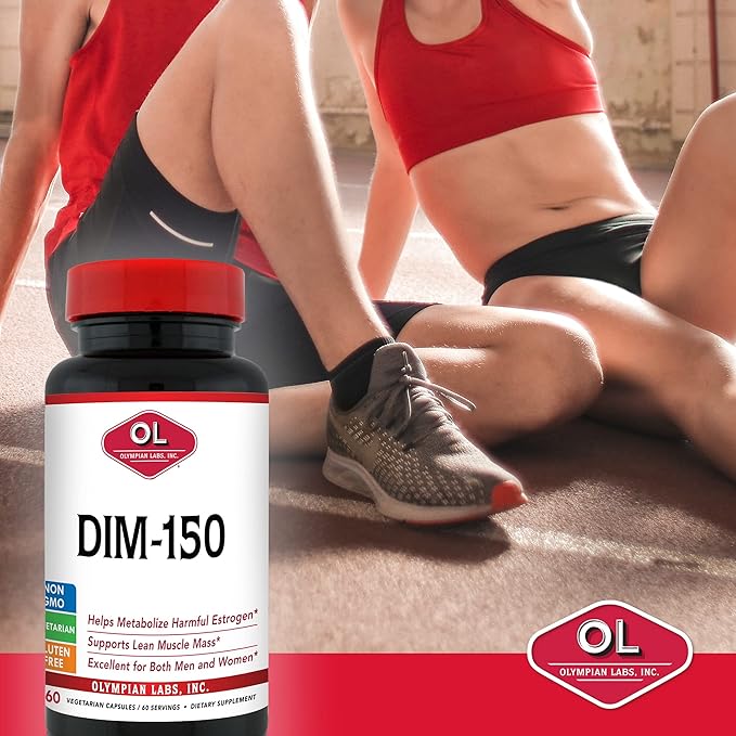 Olympian Labs DIM Supplement 150mg - DIM Diindolylmethane 30 Capsule Supply of DIM for Estrogen Balance, Hormone Menopause Relief, Acne Treatment, PCOS, Bodybuilding