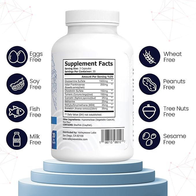 Ultra Joint Flex Glucosamine Chondroitin Capsules - Joint Support Supplement for Men and Women, Dietary Supplement for Joints, Bones, Back, Knees, Hands (60 Capsules)