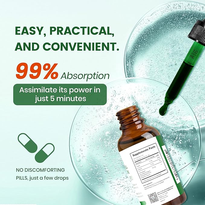 Chlorophyll Liquid Drops, Liquid Chlorophyll Supplement for Internal Deodorizer, Radiant Skin, Detox, Antioxidant, Immune Support, Gluten Free