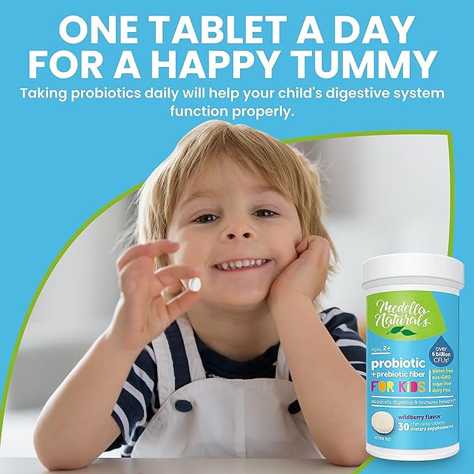 Probiotics for Kids + Prebiotics to Support Digestive Health - 6 Billion+ CFUs of Kids Prebiotic and Probiotic to Help Support Immunity & Digestion - Made in the USA, 30 Kids Probiotic Chewables