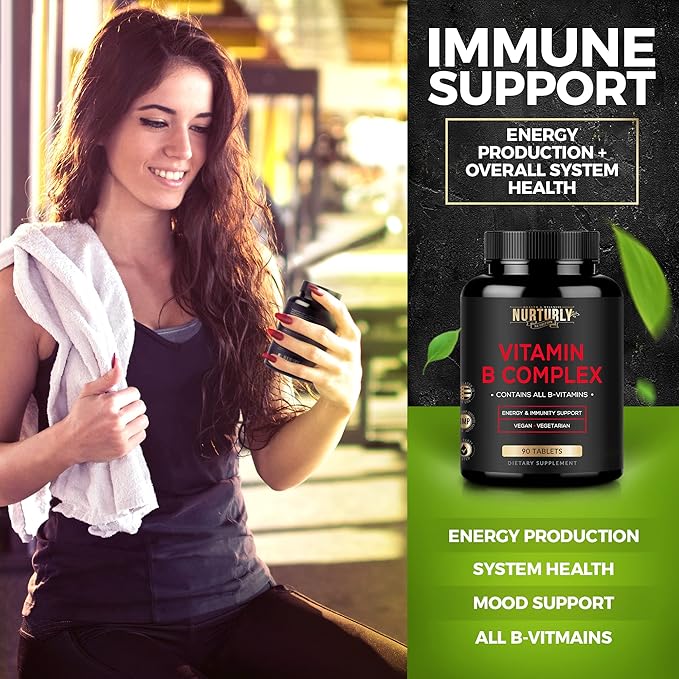 Vitamin B Complex - Contains All Essential B Vitamins - B1, B2, B3, B5, B6, B7, B9, B12 and Biotin - Super B Complex Vitamins for Energy, Immunity Support - 180 Tablets