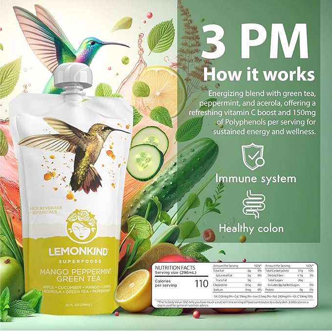 LEMONKIND 1-Day CORE Colon Juice Cleanse: Detox, Gut Health, Boost Energy, Reduce Bloating - Vegan, Gluten-Free, Pressed, Women-Owned, 8 juices
