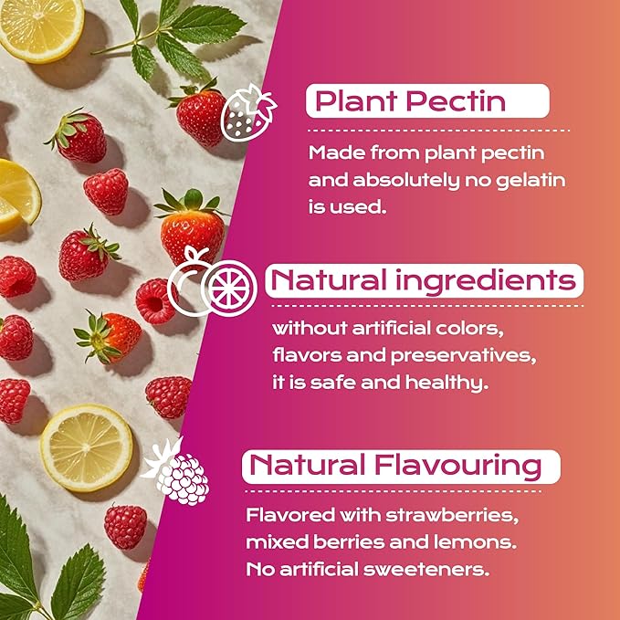 Adults Multivitamin Gummies,Mixed Berry Flavor,Essential Daily Vitamins A, C, D2, E, B5, B6, B12, Biotin & Zinc for Teens and Adults, 120 Count, 3g Each,Gelatin Free,Gluten-Free,Non-GMO