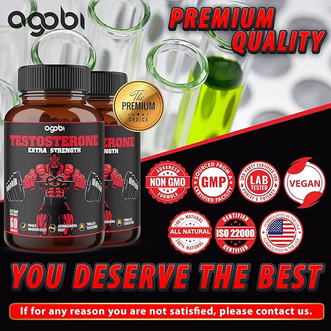 agobi Herbal Test Support for Male Supplement - Support Efficiency, Speed, Strength, Flexibility - Body Booster - 2 Packs 60caps - 2 Month Supply
