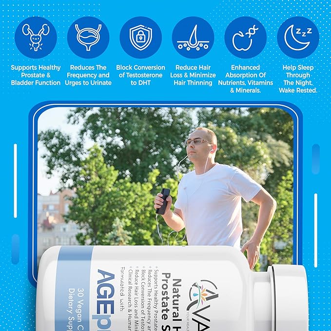 '-- Best Natural Herbal Prostate Health Support - Supplement for Men - Reduce Frequent Urination & Midnight Bathroom Trips - DHT Blocker Hair Loss Supplement