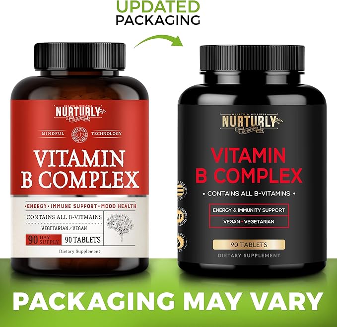 Vitamin B Complex - Contains All Essential B Vitamins - B1, B2, B3, B5, B6, B7, B9, B12 and Biotin - Super B Complex Vitamins for Energy, Immunity Support - 180 Tablets