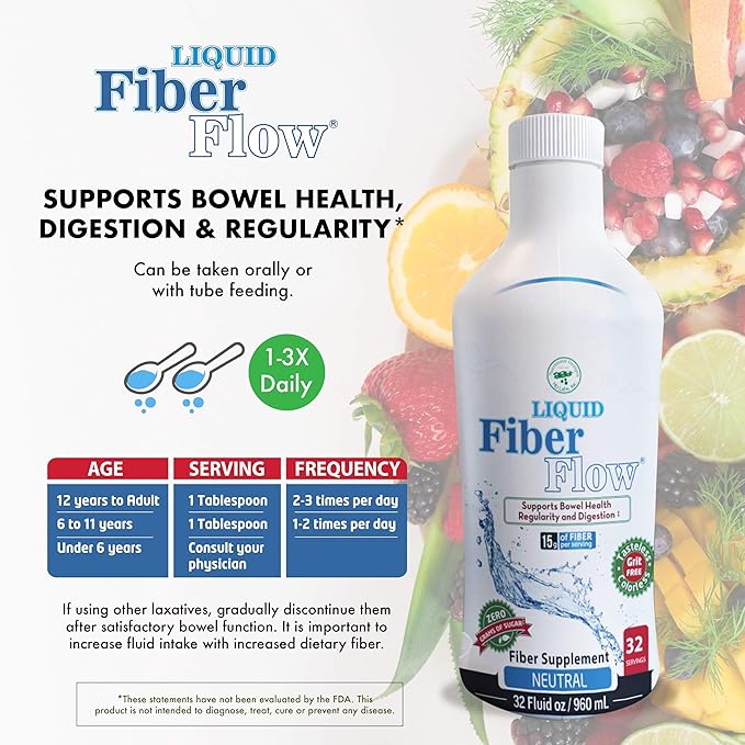 Nutritional Designs Supplement Sugar-Free Prebiotic Inulin Liquid Fiber Supplement for Kids, Fiber Drink Mix, Natural Bowel Regularity Drink for Healthy Intestinal Balance, 50 Packets