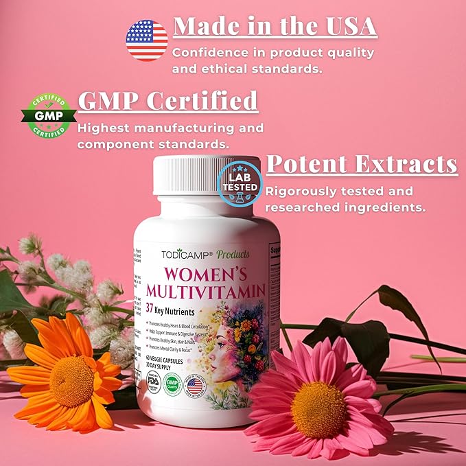 Women's Multivitamin & Mineral Complex with Plant-Based Extracts - Hair Skin and Nails Vitamins - Foundational Multivitamin for Women - 30 Day Supply