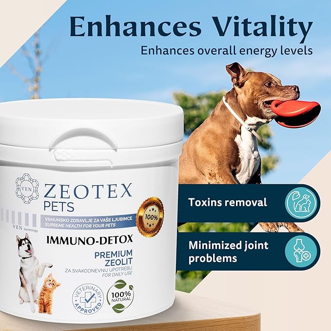 Zeolite Powder 100% Natural Food Supplement for Immunity & Detox, Digestive Health, Joint Health Supplement Powder, Liver Detox, Enhance Pet Health w/Easy-to-Use Pet Supplements, 350g/12.35 oz