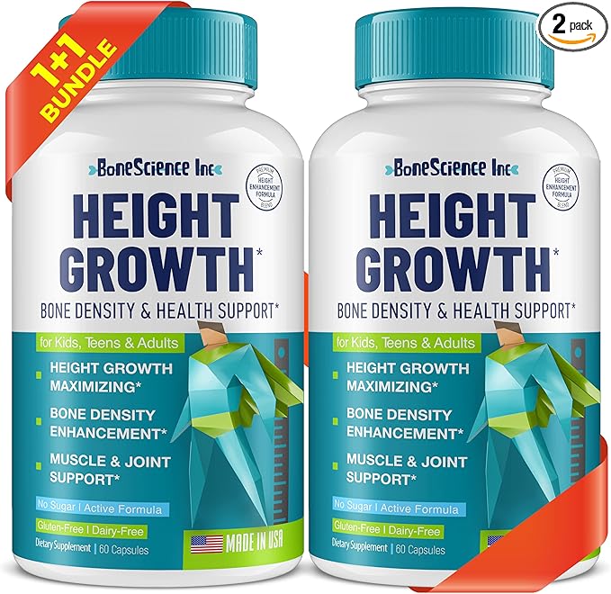 (Pack of 2) Height Growth Maximizer - Reach Natural Height - Made in USA - Height Pills Bone Growth - Grow Taller Supplement for Adults & Kids - Height Increase Pills - Maximum Height Growth Formula