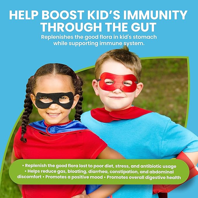 Probiotics for Kids + Prebiotics to Support Digestive Health - 6 Billion+ CFUs of Kids Prebiotic and Probiotic to Help Support Immunity & Digestion - Made in the USA, 30 Kids Probiotic Chewables
