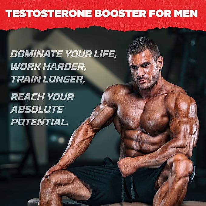 Testosterone Booster - Testosterone Supplement for Men - Workout Supplement for Muscle Growth, Libido, Stamina, Strength, Endurance - Male Enhancing Supplement Pills - Men's Test Booster - Tongkat Ali