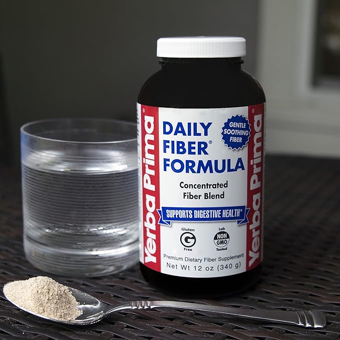 Yerba Prima Daily Fiber Formula Powder - 12 oz (Pack of 4) - Soluble & Insoluble Dietary Fiber Supplement - Gut Health - Vegan, Non-GMO, Gluten-Free