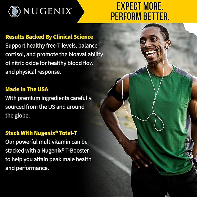 Nugenix Men's Daily Testosterone Multivitamin - 19 Vitamins and Minerals, Supports Free Testosterone