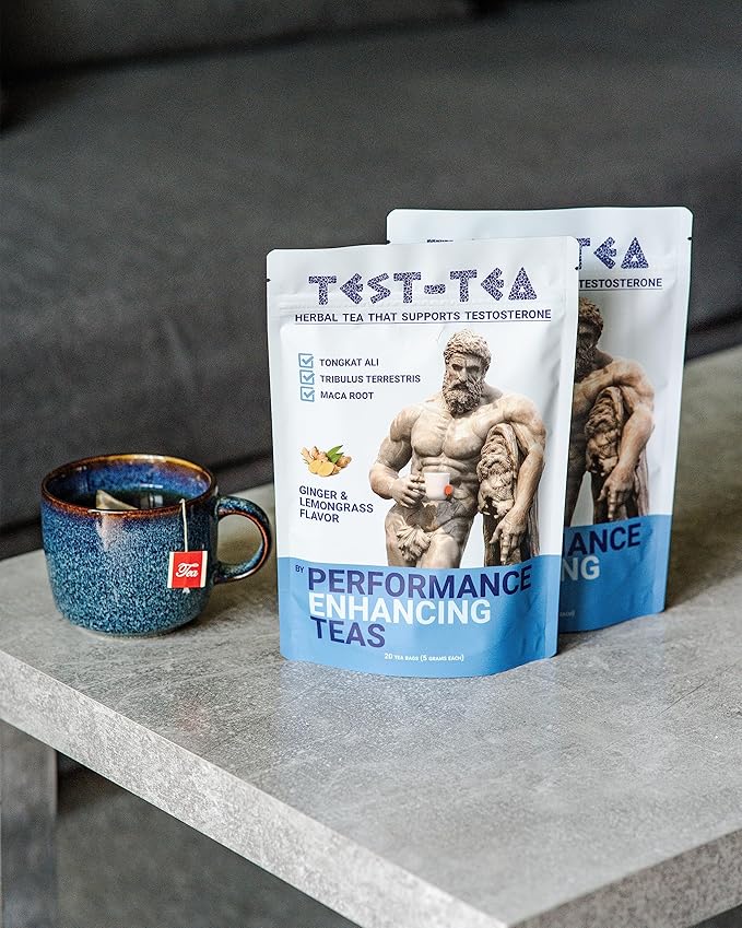 Test-Tea | Testosterone Boosting Herbal Tea for Men | Ginger and Lemongrass Flavor | 20 Pack Bag | with Tongkat Ali, Tribulus Terrestris and Maca Root by Performance Enhancing Teas