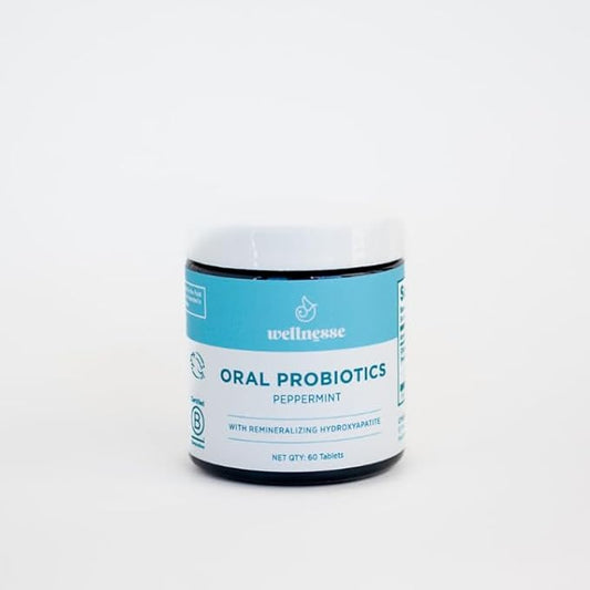 Wellnesse Oral Probiotics with Peppermint and Hydroxyapatite- Oral Probiotic for Fresh Breath, Strong Teeth, and Healthy Gums - Bad Breath Treatment for Kids and Adults