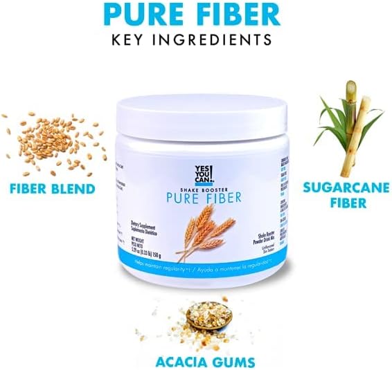 Yes You Can! Shake Booster Pure Fiber, Add to Complete Meal Replacement Shakes or Protein Shakes, Boost Shake with Sugarcane Fiber and Acacia Gums, Protein Shake Booster - Pure Fiber (30 Servings)