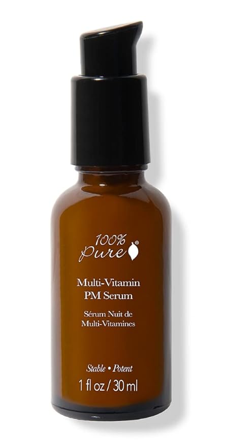 100% PURE Multi-Vitamin PM Face Serum Anti-Aging Night Moisturizer Feeds Thirsty Skin with Retinol & Potent Antioxidants from Vitamin C Nightly Facial Skincare Restore & Rejuvenation - 1 Fl Oz