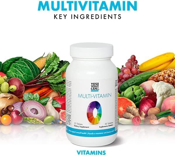 Yes You Can! Daily Multivitamins for Men and Women - Helps Assist Overall Health & Well-Being, Contains Antioxidants, Rich in Vitamin A, B, C & E - Daily Vitamins - 30 Tablets - 1 Pack
