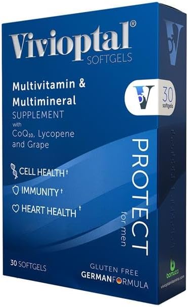 Vivioptal for Men, 30 Capsules, CoQ10, Lycopene & Resveratrol, Multivitamin & Multimineral, Gluten Free, German Formula