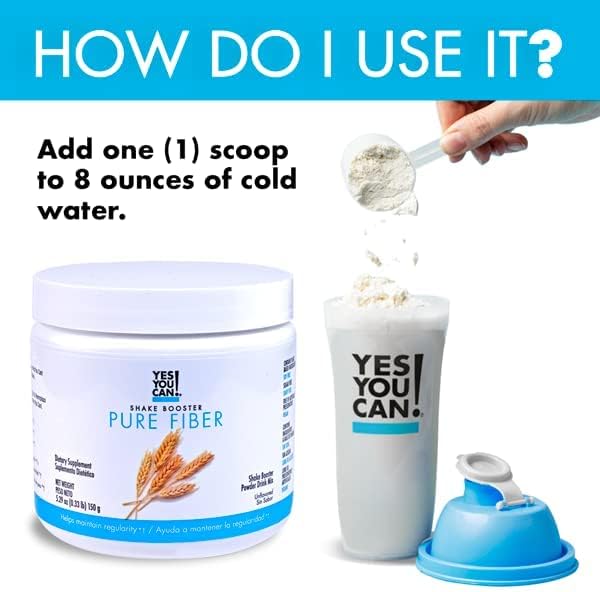 Yes You Can! Shake Booster Pure Fiber, Add to Complete Meal Replacement Shakes or Protein Shakes, Boost Shake with Sugarcane Fiber and Acacia Gums, Protein Shake Booster - Pure Fiber (30 Servings)