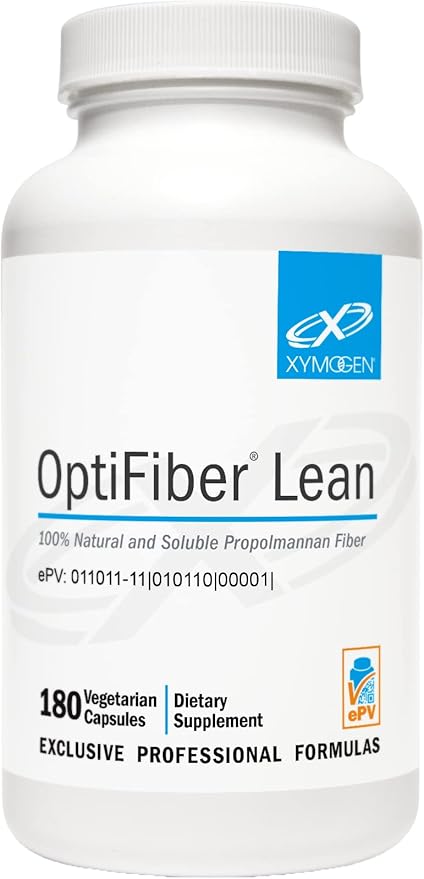 XYMOGEN OptiFiber Lean Fiber Supplement - Daily Fiber Capsules for Digestive Health + Cholesterol Metabolism Support - Gut Cleanse (180 Fiber Capsules)